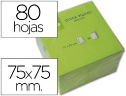 Bloc 80 notas adhesivas quita y pon Q-Connect 76x76mm. verde neón